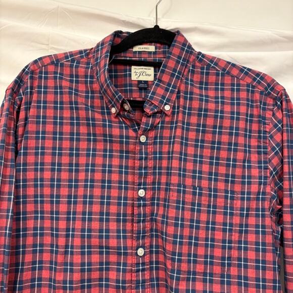J Crew Classic Men's Plaid Button Down Shirt Large Cotton Long Sleeve - Picture 2 of 8